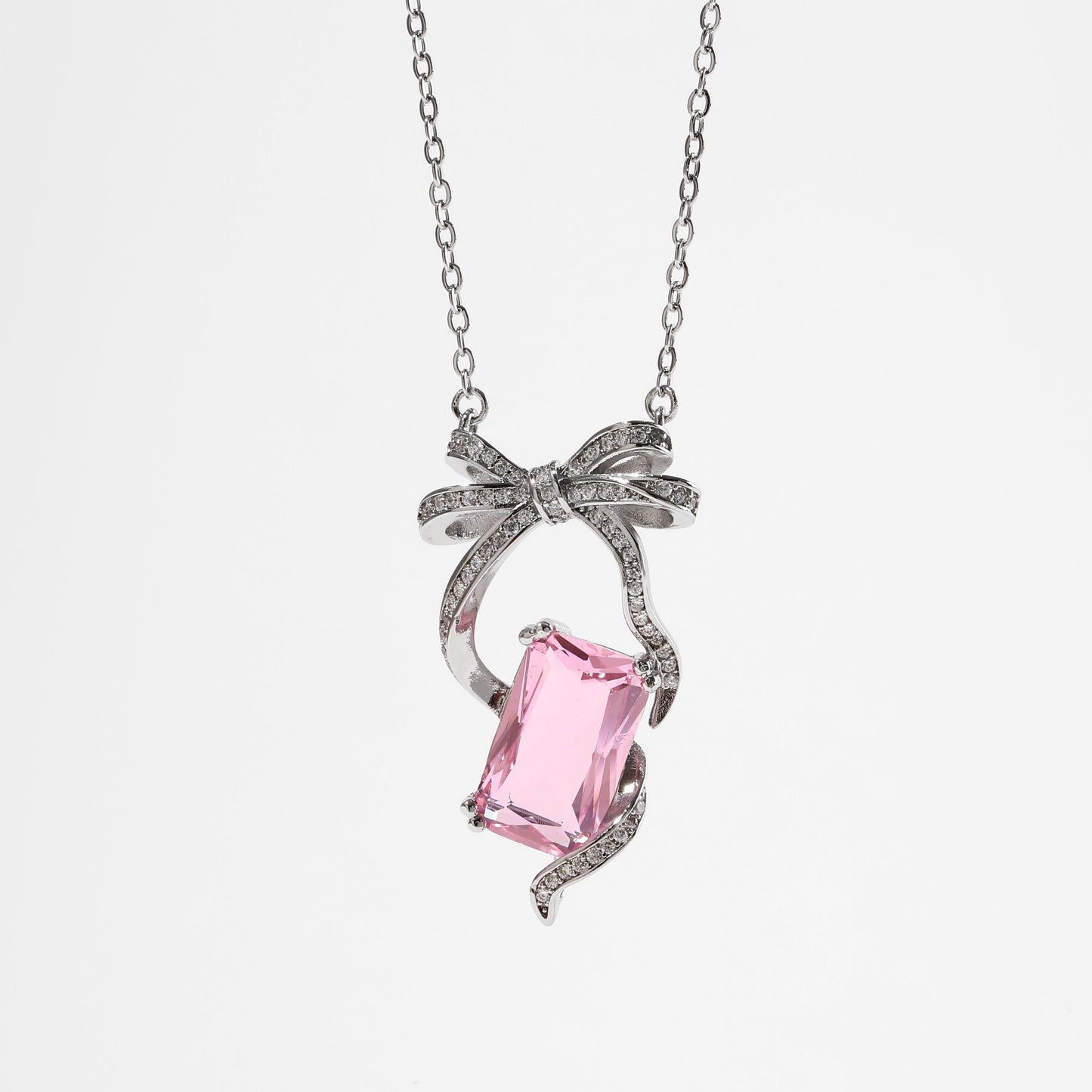 PinkGem Bow Necklace