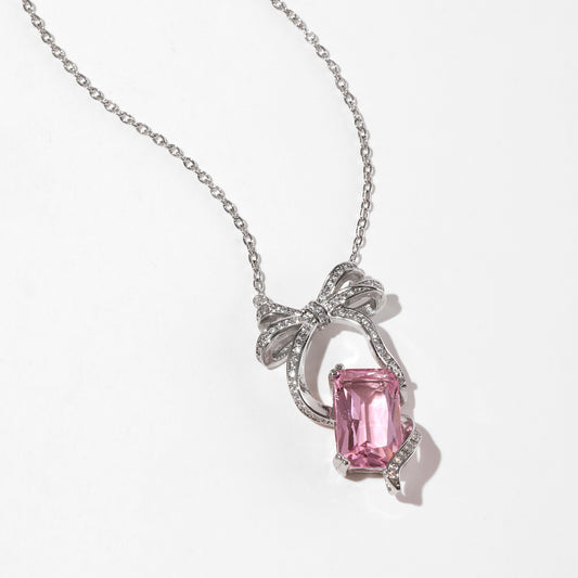 PinkGem Bow Necklace