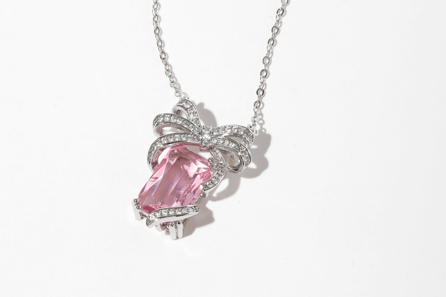 PinkGem Bow Necklace