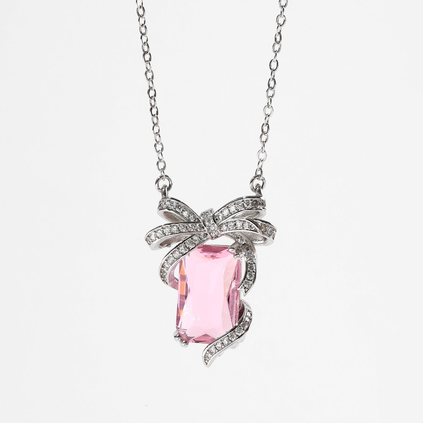 PinkGem Bow Necklace