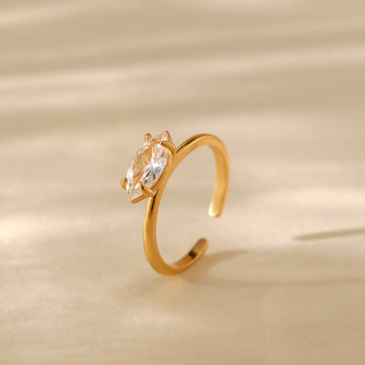 Gold Plated Ring with Marquise shaped White Stone