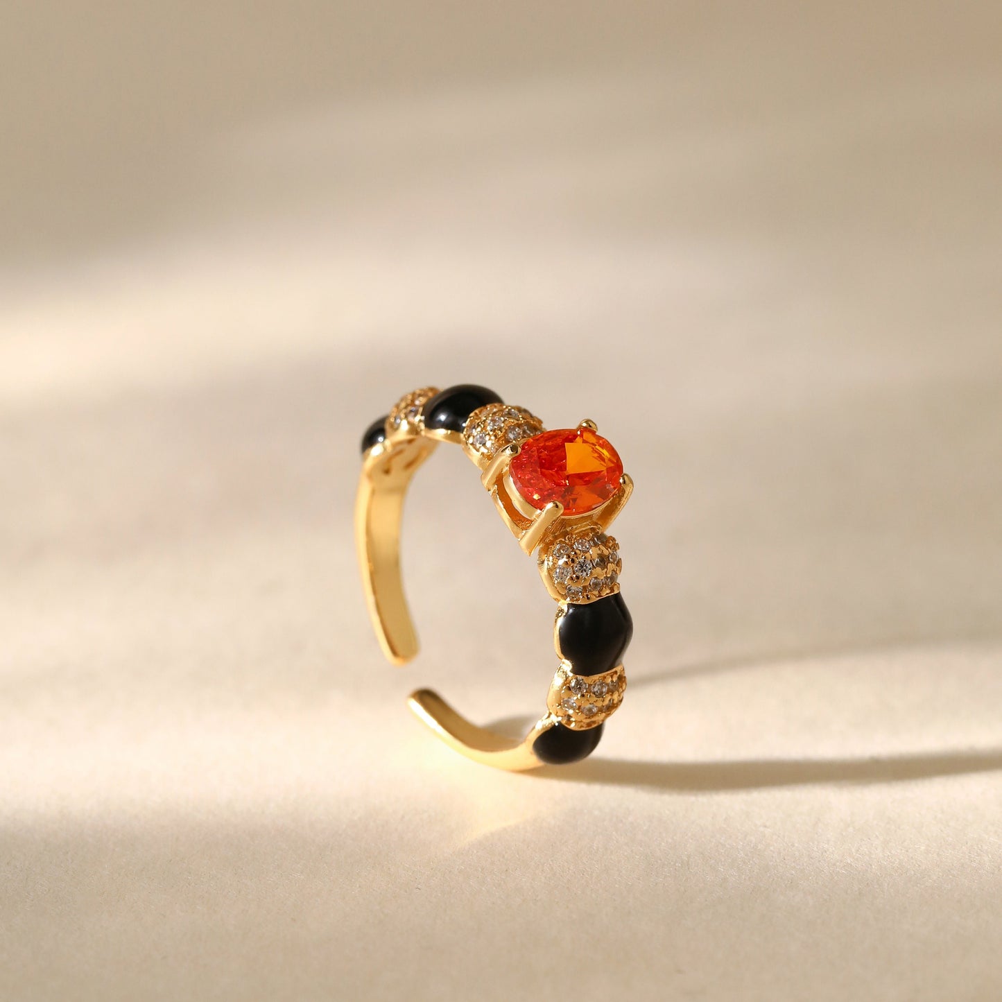 Enemal Ring with Orange Stone